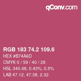 カラーコード: RGB 183 74.2 109.6 | qconv.com