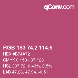 カラーコード: RGB 183 74.2 114.6 | qconv.com