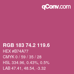 カラーコード: RGB 183 74.2 119.6 | qconv.com