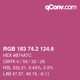 カラーコード: RGB 183 74.2 124.6 | qconv.com