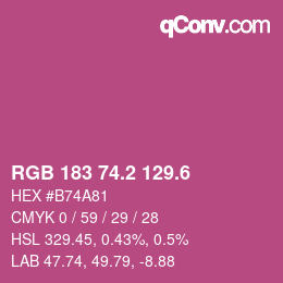 カラーコード: RGB 183 74.2 129.6 | qconv.com