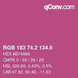 カラーコード: RGB 183 74.2 134.6 | qconv.com