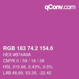 カラーコード: RGB 183 74.2 154.6 | qconv.com