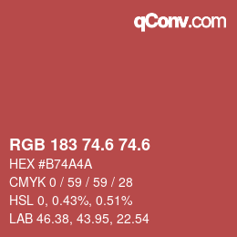 カラーコード: RGB 183 74.6 74.6 | qconv.com