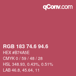 カラーコード: RGB 183 74.6 94.6 | qconv.com