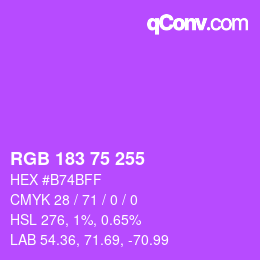 Color code: RGB 183 75 255 | qconv.com