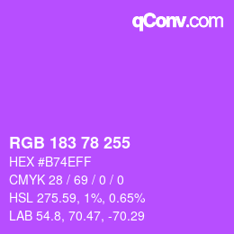 Color code: RGB 183 78 255 | qconv.com