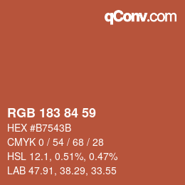 Farbcode: RGB 183 84 59 | qconv.com
