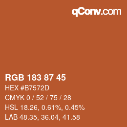 Color code: RGB 183 87 45 | qconv.com