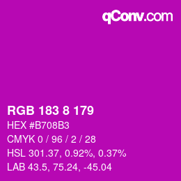 Color code: RGB 183 8 179 | qconv.com