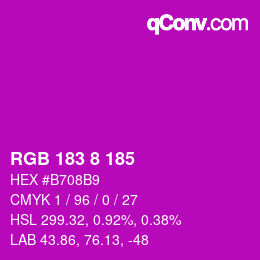 Color code: RGB 183 8 185 | qconv.com