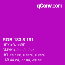 颜色代码: RGB 183 8 191 | qconv.com