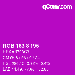 Color code: RGB 183 8 195 | qconv.com