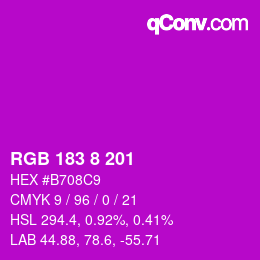 Color code: RGB 183 8 201 | qconv.com