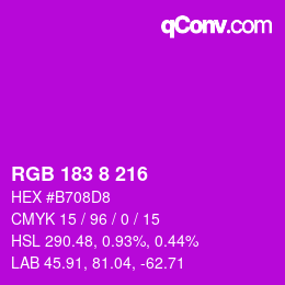 Color code: RGB 183 8 216 | qconv.com
