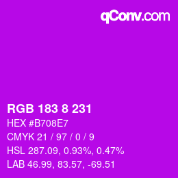 Color code: RGB 183 8 231 | qconv.com