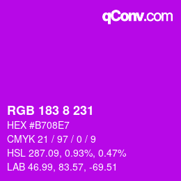 カラーコード: RGB 183 8 231 | qconv.com