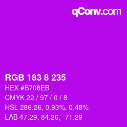 Color code: RGB 183 8 235 | qconv.com