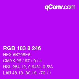 Color code: RGB 183 8 246 | qconv.com
