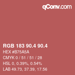 カラーコード: RGB 183 90.4 90.4 | qconv.com