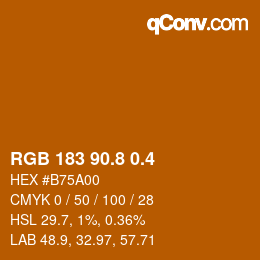 カラーコード: RGB 183 90.8 0.4 | qconv.com