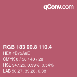 カラーコード: RGB 183 90.8 110.4 | qconv.com
