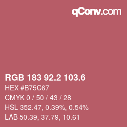 カラーコード: RGB 183 92.2 103.6 | qconv.com