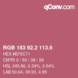 カラーコード: RGB 183 92.2 113.6 | qconv.com