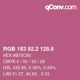 カラーコード: RGB 183 92.2 128.6 | qconv.com