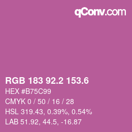 カラーコード: RGB 183 92.2 153.6 | qconv.com