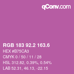 カラーコード: RGB 183 92.2 163.6 | qconv.com