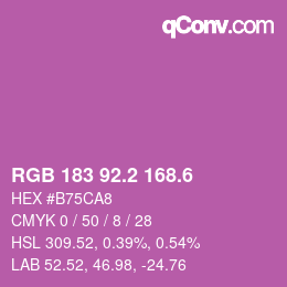 カラーコード: RGB 183 92.2 168.6 | qconv.com