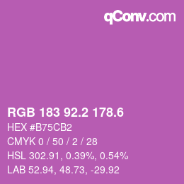 カラーコード: RGB 183 92.2 178.6 | qconv.com