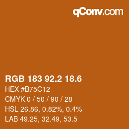 カラーコード: RGB 183 92.2 18.6 | qconv.com