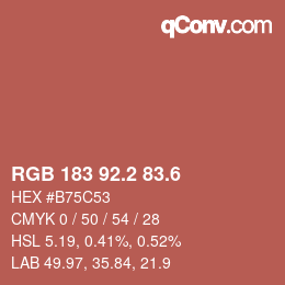 カラーコード: RGB 183 92.2 83.6 | qconv.com