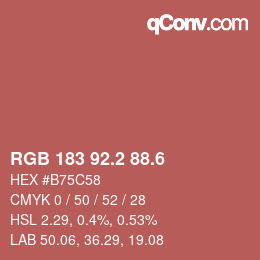 カラーコード: RGB 183 92.2 88.6 | qconv.com
