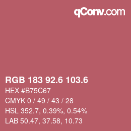 カラーコード: RGB 183 92.6 103.6 | qconv.com