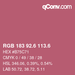 カラーコード: RGB 183 92.6 113.6 | qconv.com