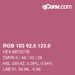カラーコード: RGB 183 92.6 123.6 | qconv.com