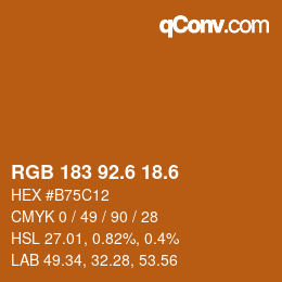カラーコード: RGB 183 92.6 18.6 | qconv.com