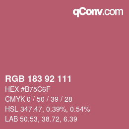 カラーコード: RGB 183 92 111 | qconv.com