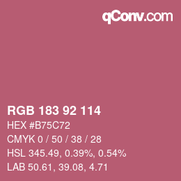 颜色代码: RGB 183 92 114 | qconv.com