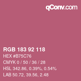 颜色代码: RGB 183 92 118 | qconv.com