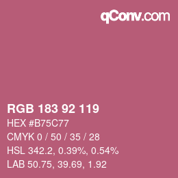 颜色代码: RGB 183 92 119 | qconv.com