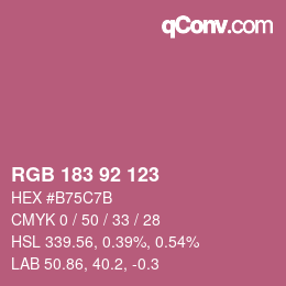カラーコード: RGB 183 92 123 | qconv.com