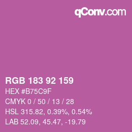 颜色代码: RGB 183 92 159 | qconv.com