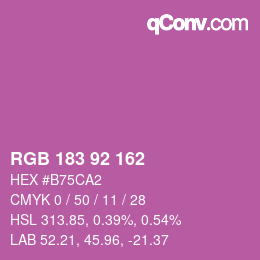 カラーコード: RGB 183 92 162 | qconv.com
