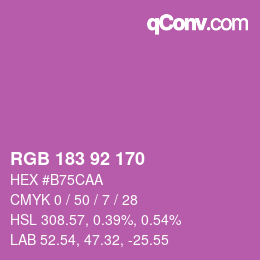 カラーコード: RGB 183 92 170 | qconv.com