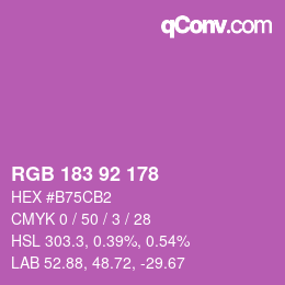 カラーコード: RGB 183 92 178 | qconv.com