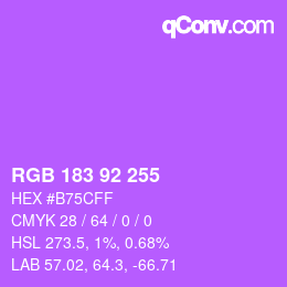 Color code: RGB 183 92 255 | qconv.com